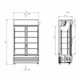 Koelkast 670L Glazen Deuren Combisteel