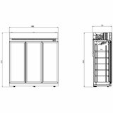 Koelkast 1530L Glazen Deuren Combisteel