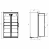 Koelkast 785L Glazen Deuren Combisteel