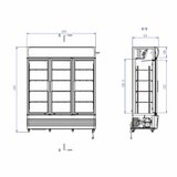 Koelkast 1065L Glazen Deuren Zwart Combisteel