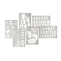 Krijtstift stencils 5 stuks verschillende prenten