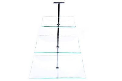 Etagere glas 3 niveaus vierkant